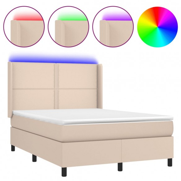 Cadre de lit matelas LED Cappuccino 140x200 cm