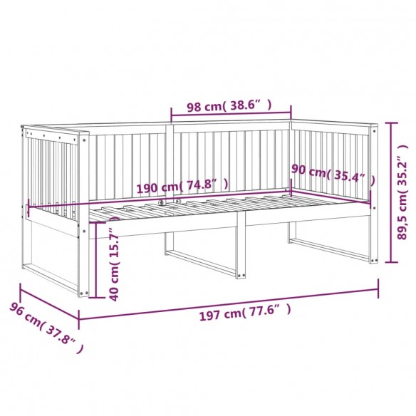 Lit de jour 90x190 cm Bois de pin massif