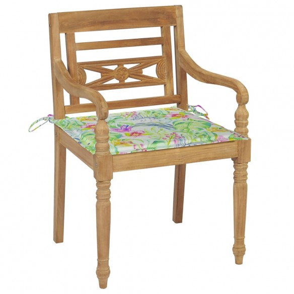 Chaises Batavia avec coussins 6 pcs Bois de teck solide