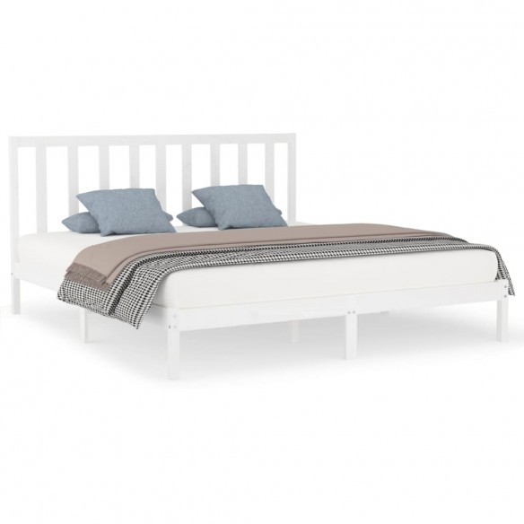 Cadre de lit Blanc Bois massif 180x200 cm Super King