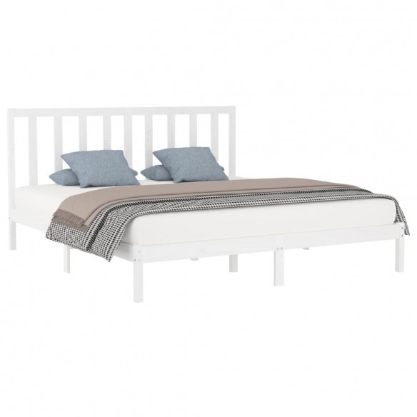 Cadre de lit Blanc Bois massif 180x200 cm Super King