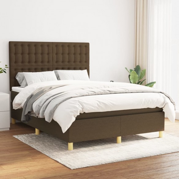 Cadre de lit avec matelas Marron foncé 140x190 cm