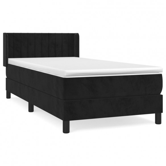 Cadre de lit avec matelas Noir 90x200 cm Velours