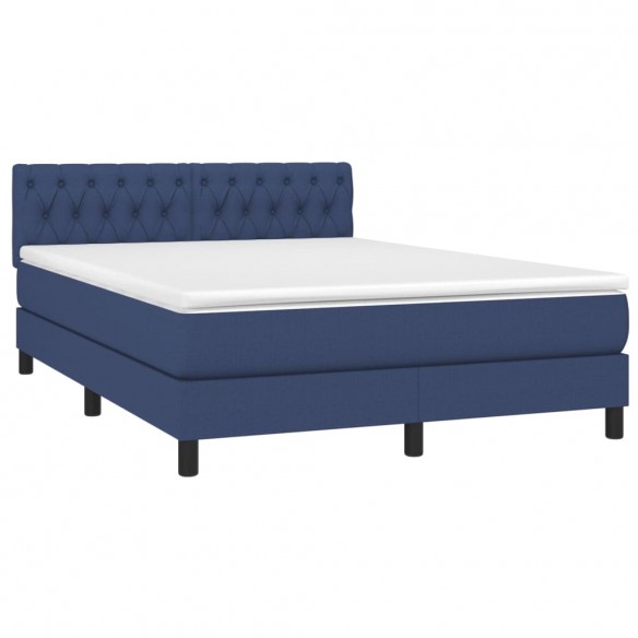 Cadre de lit avec matelas Bleu 140x190 cm Tissu