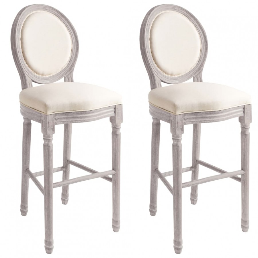 Tabourets de bar lot de 2 blanc lin