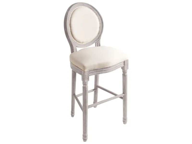 Tabourets de bar lot de 2 blanc lin