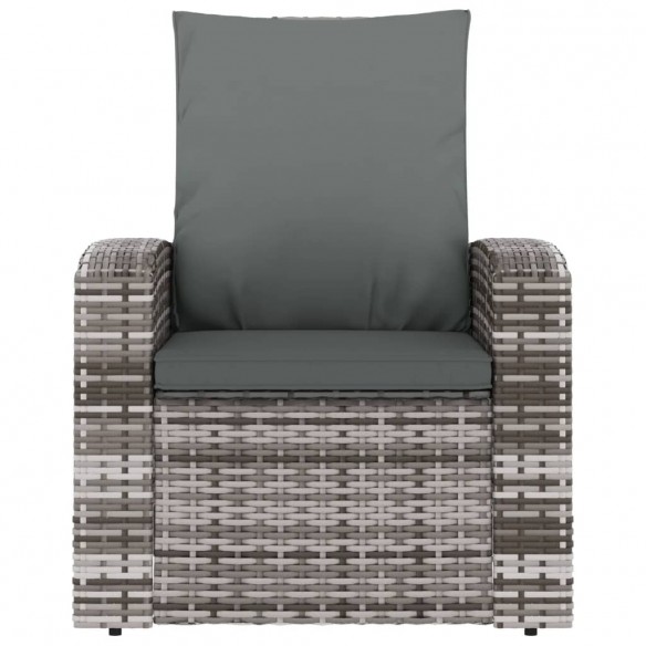 Fauteuil inclinable de jardin avec coussins gris résine tressée