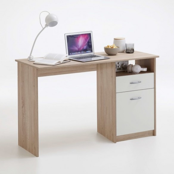 FMD Bureau avec 1 tiroir 123 x 50 x 76,5 cm Chêne et blanc