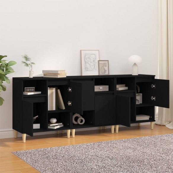 Buffets 3 pcs noir 60x35x70 cm bois d'ingénierie