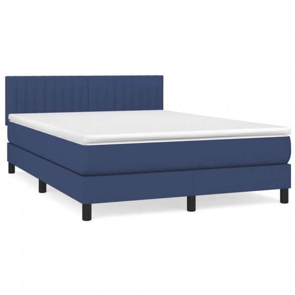 Cadre de lit avec matelas Bleu 140x190 cm Tissu