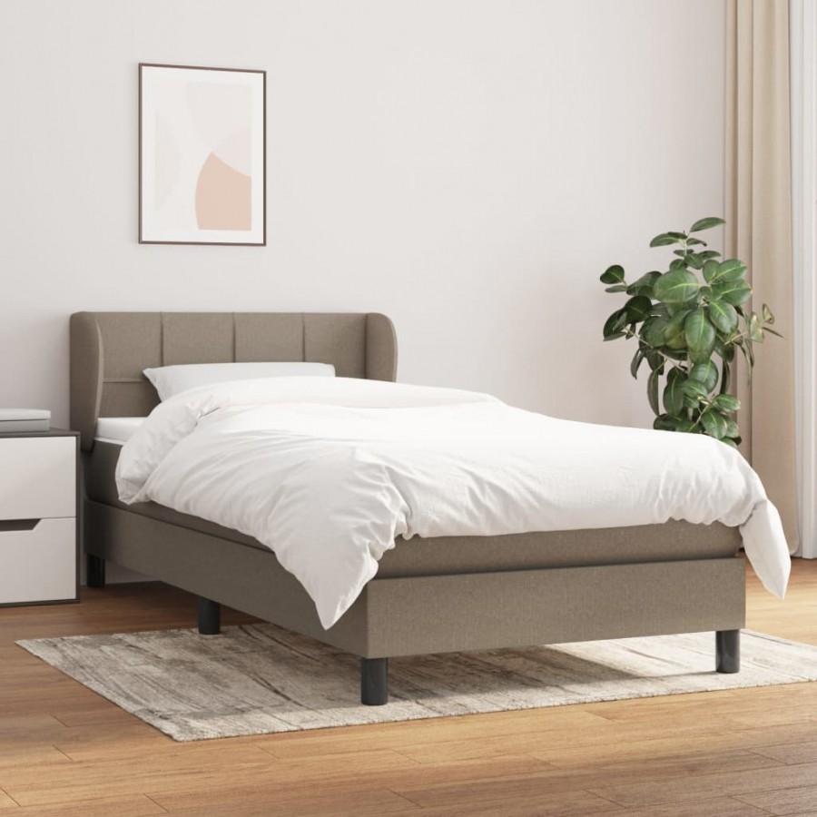 Cadre de lit avec matelas Taupe 80x200 cm Tissu