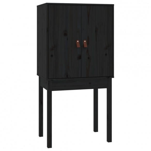 Buffet haut Noir 60x40x120 cm Bois massif de pin