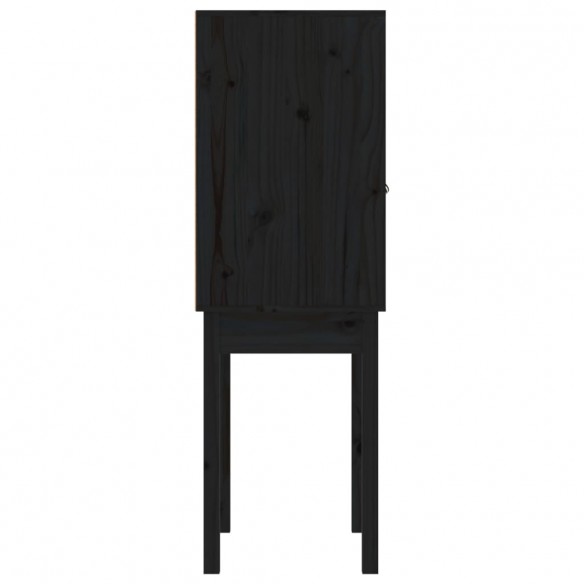 Buffet haut Noir 60x40x120 cm Bois massif de pin