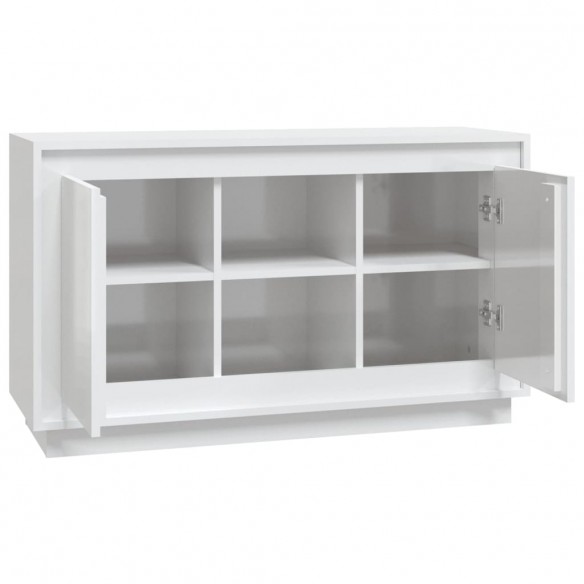 Buffet blanc brillant 102x35x60 cm bois d'ingénierie