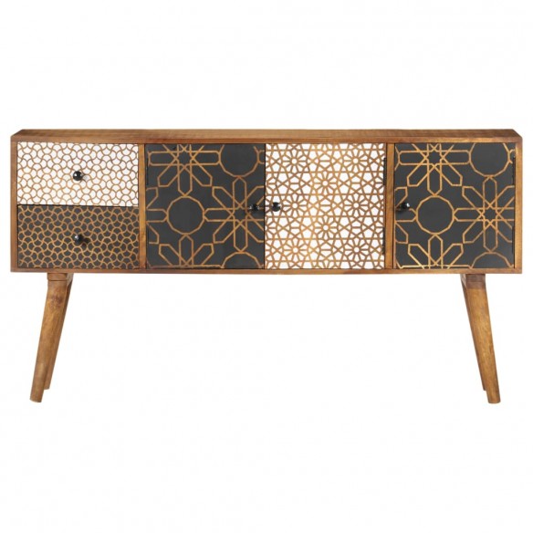 Buffet avec motif imprimé 130x30x70 cm Bois de manguier massif