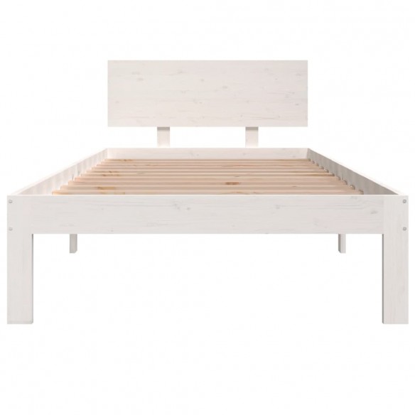 Cadre de lit Blanc Bois de pin massif 90x200 cm