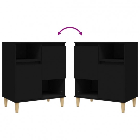 Buffets 2 pcs noir 60x35x70 cm bois d'ingénierie