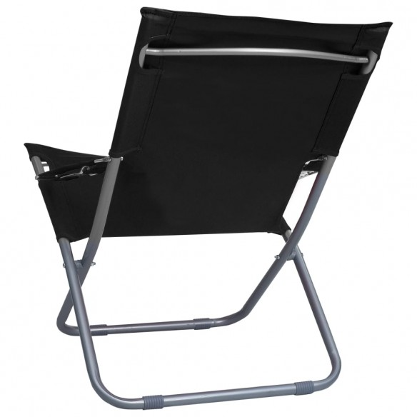 Chaises pliables de plage 2 pcs Tissu Noir