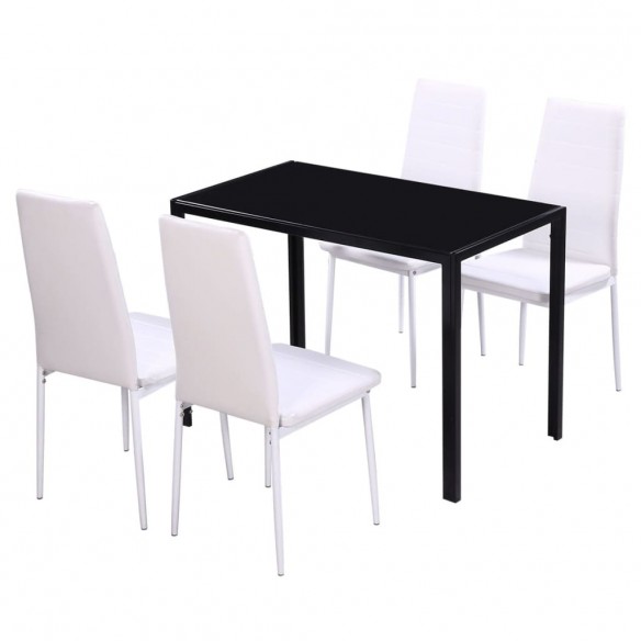 Ensemble de table à manger cinq pièces noir et blanc