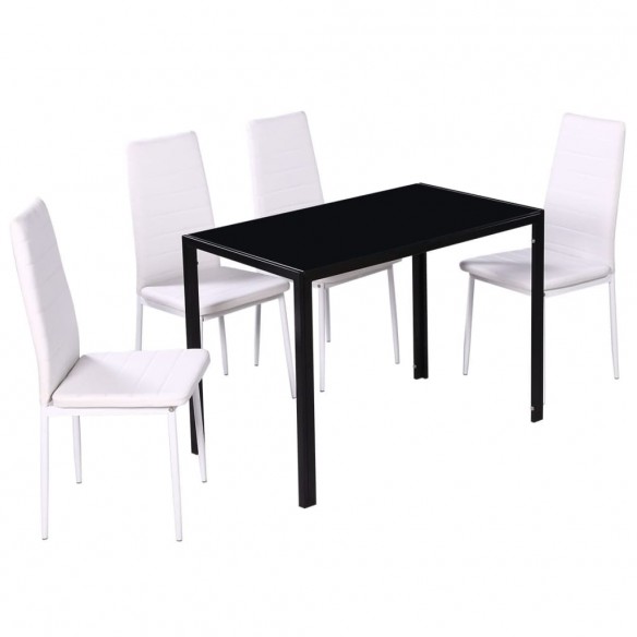 Ensemble de table à manger cinq pièces noir et blanc