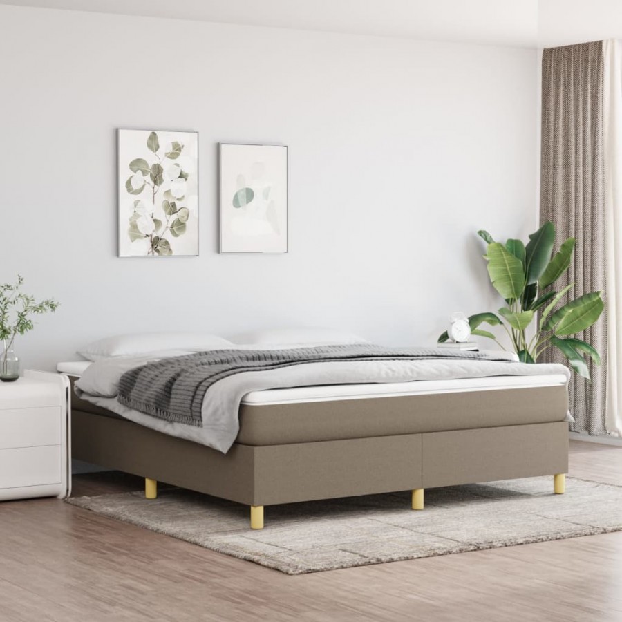 Cadre de lit avec matelas Taupe 180x200 cm Tissu