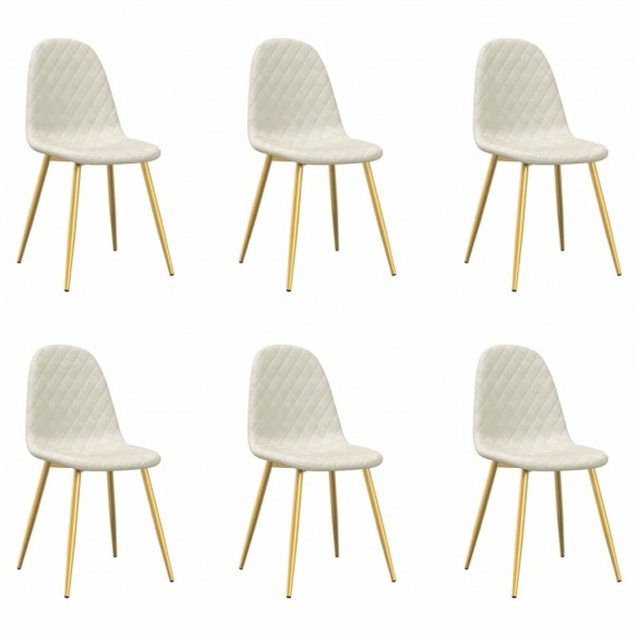 Chaises à manger lot de 6 blanc crème velours