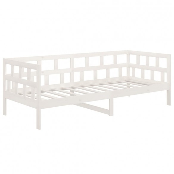 Lit de jour blanc bois de pin massif 80x200 cm