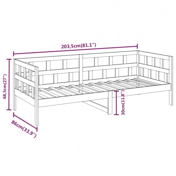 Lit de jour blanc bois de pin massif 80x200 cm