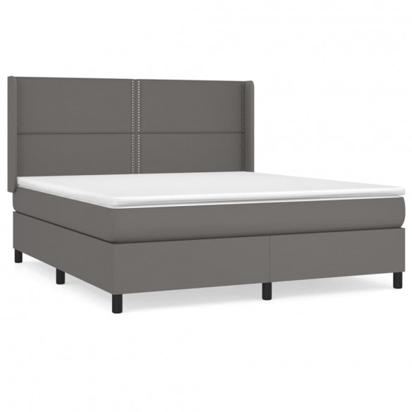 Cadre de lit avec matelas Gris 160x200 cm Similicuir