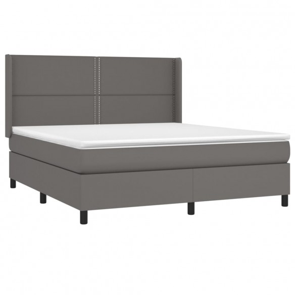 Cadre de lit avec matelas Gris 160x200 cm Similicuir