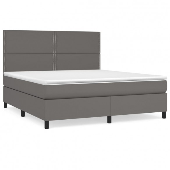 Cadre de lit avec matelas Gris 160x200 cm Similicuir