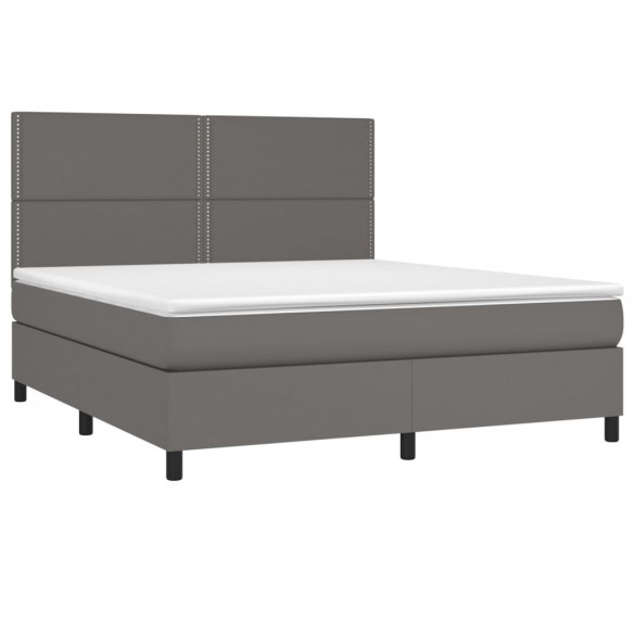 Cadre de lit avec matelas Gris 160x200 cm Similicuir