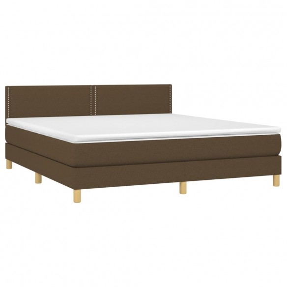 Cadre de lit matelas et LED Marron foncé 180x200cm