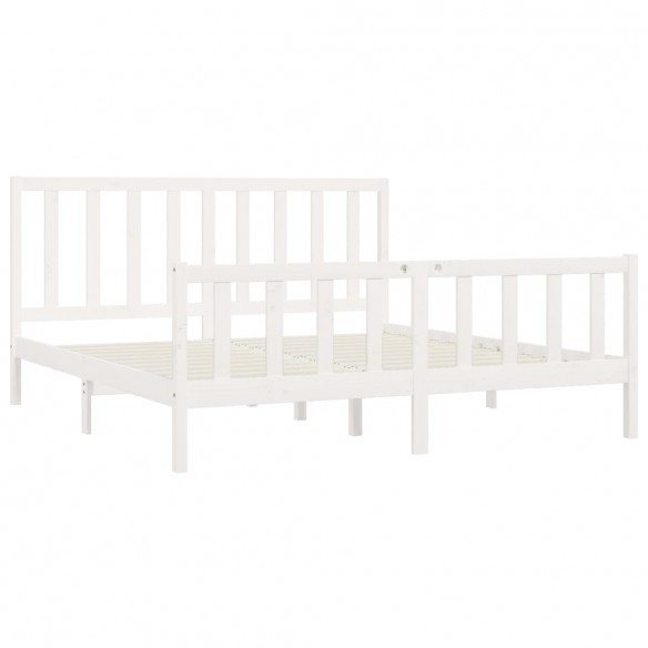 Cadre de lit Blanc Bois massif 200x200 cm