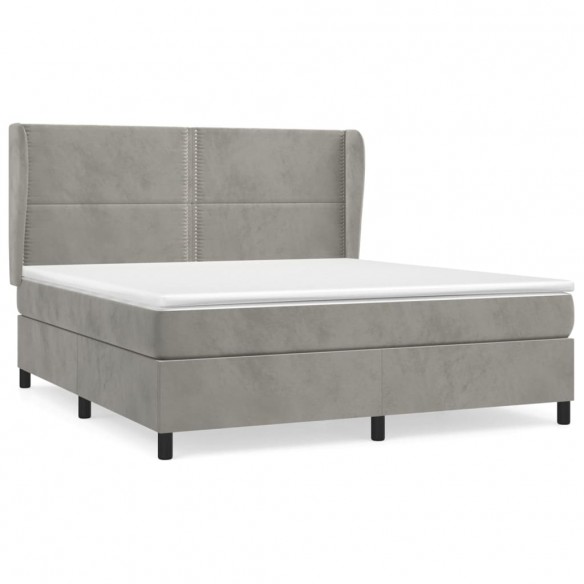 Cadre de lit et matelas Gris clair 160x200cm Velours