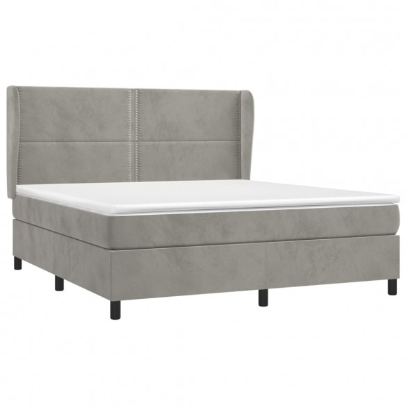 Cadre de lit et matelas Gris clair 160x200cm Velours