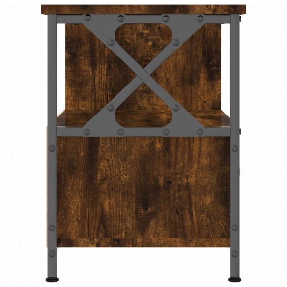 Meuble TV chêne fumé 90x33x45 cm bois d'ingénierie et fer