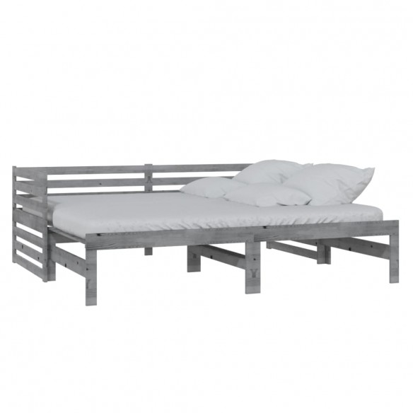 Lit coulissant Gris Bois de pin massif 2x(90x200) cm