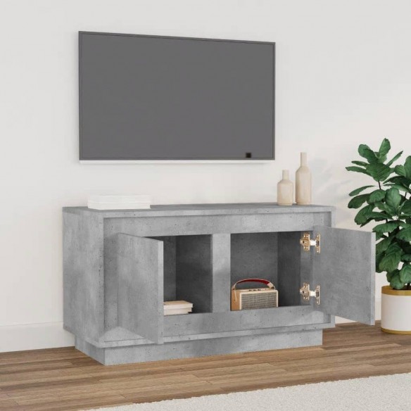 Meuble TV gris béton 80x35x45 cm bois d'ingénierie