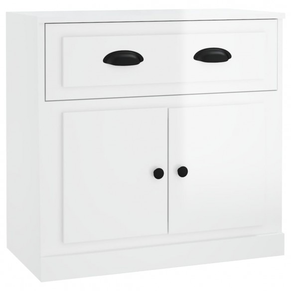 Buffets 2 pcs blanc brillant bois d'ingénierie