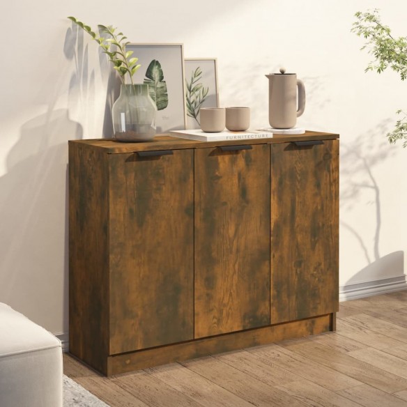 Buffet Chêne fumé 90,5x30x70 cm Bois d'ingénierie