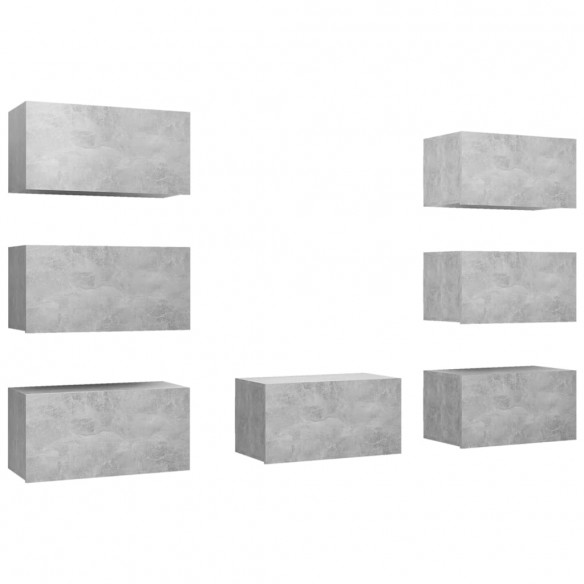 Meubles TV 7 pcs Gris béton 30,5x30x60 cm Aggloméré