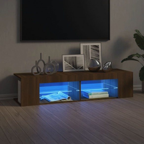 Meuble TV avec lumières LED chêne marron 135x39x30 cm