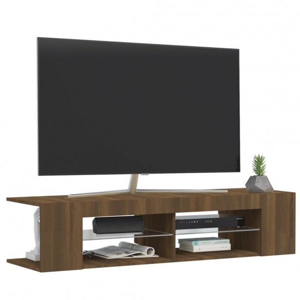 Meuble TV avec lumières LED chêne marron 135x39x30 cm