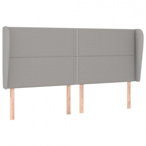 Tête de lit avec oreilles Gris clair 203x23x118/128 cm Tissu