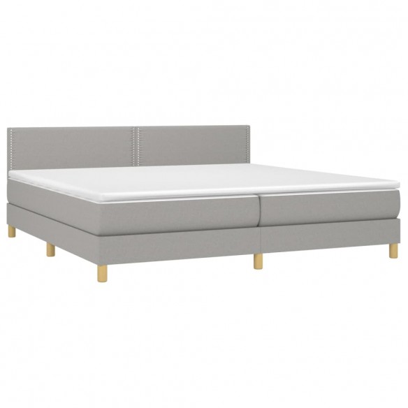 Cadre de lit matelas LED Gris clair 200x200 cm Tissu