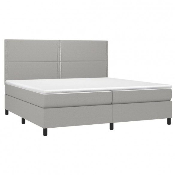 Cadre de lit avec matelas Gris clair 200x200cm Tissu