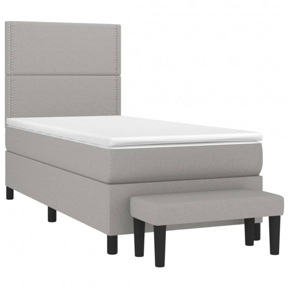 Cadre de lit et matelas Gris clair 90x190 cm Tissu