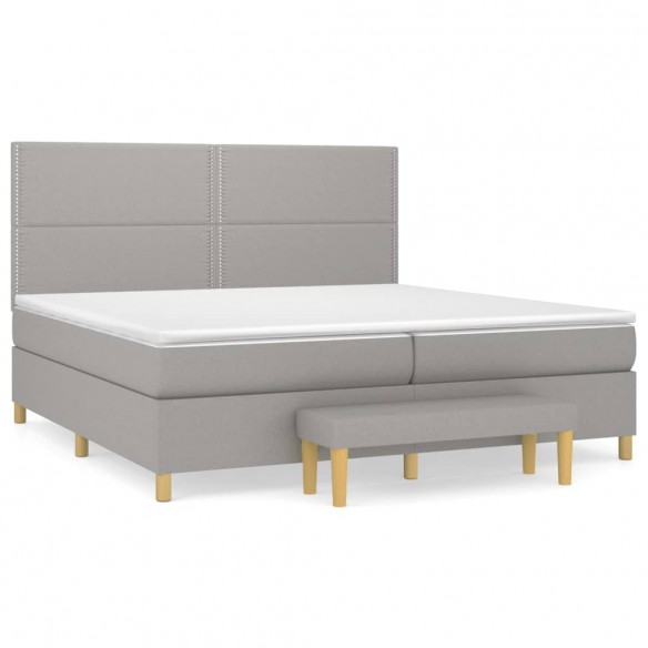 Cadre de lit avec matelas Gris clair 200x200cm Tissu