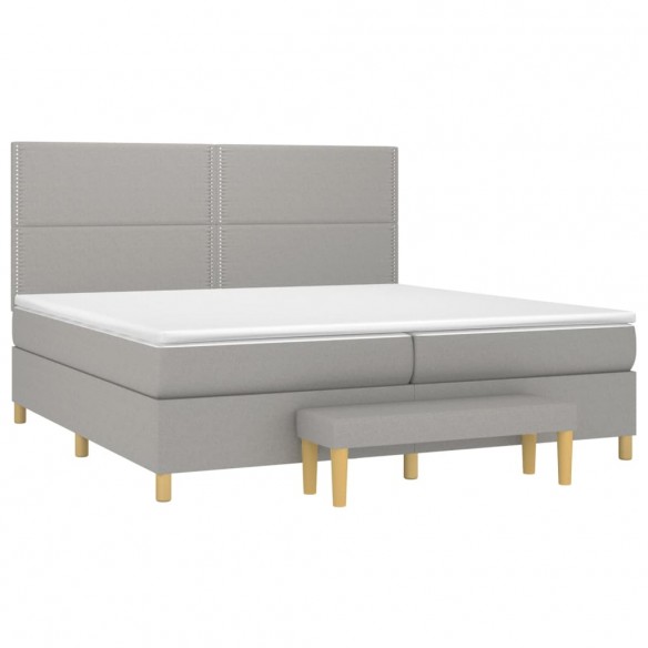 Cadre de lit avec matelas Gris clair 200x200cm Tissu